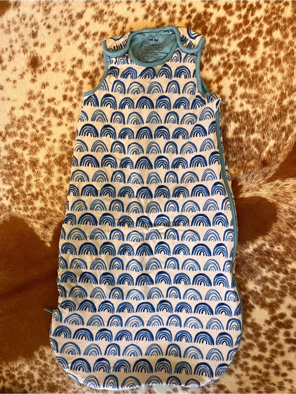 Blue Rainbow Print Kids Sleep Sack - Cozy Sleeveless Pajama